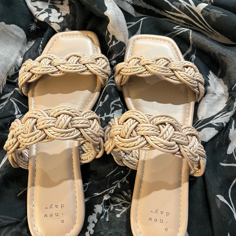 Beige Braided Sandals